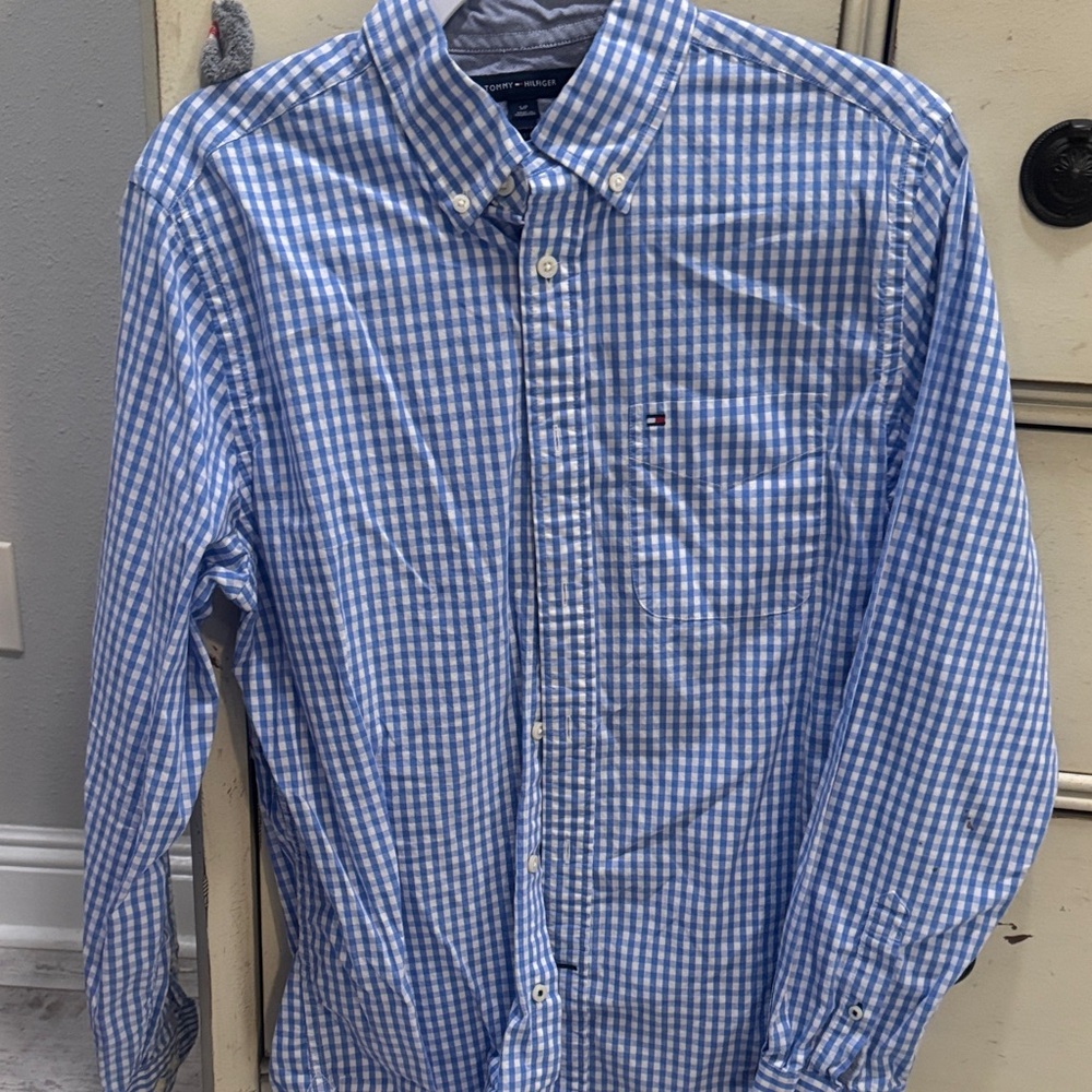 Tommy Hilfiger Blue Checkered Button-Down Shirt